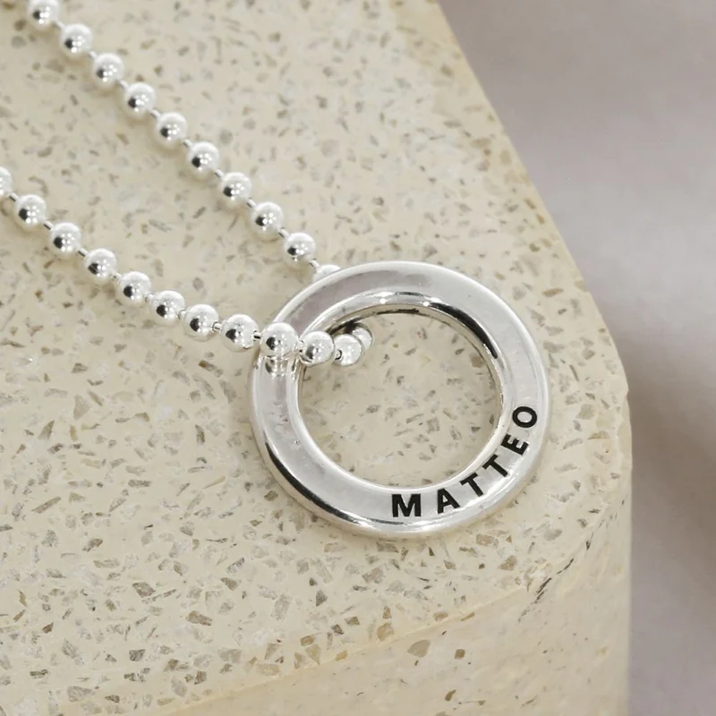 Familienkette Ring 12mm Halskette Silber