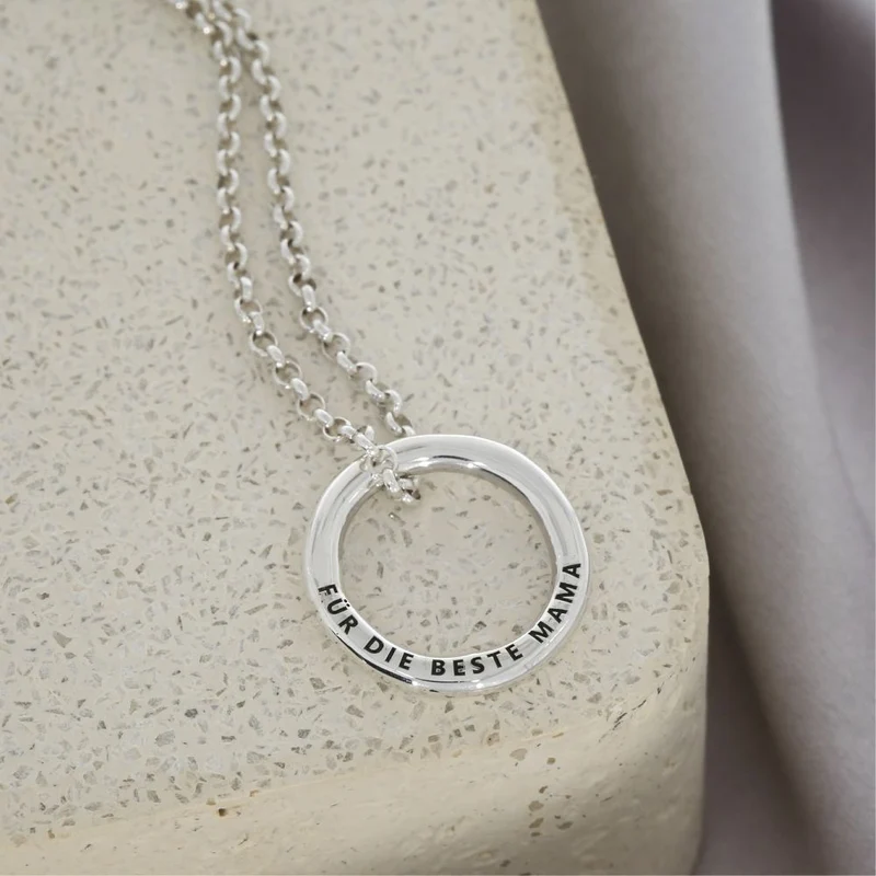Familienkette Ring 15mm Halskette Silber