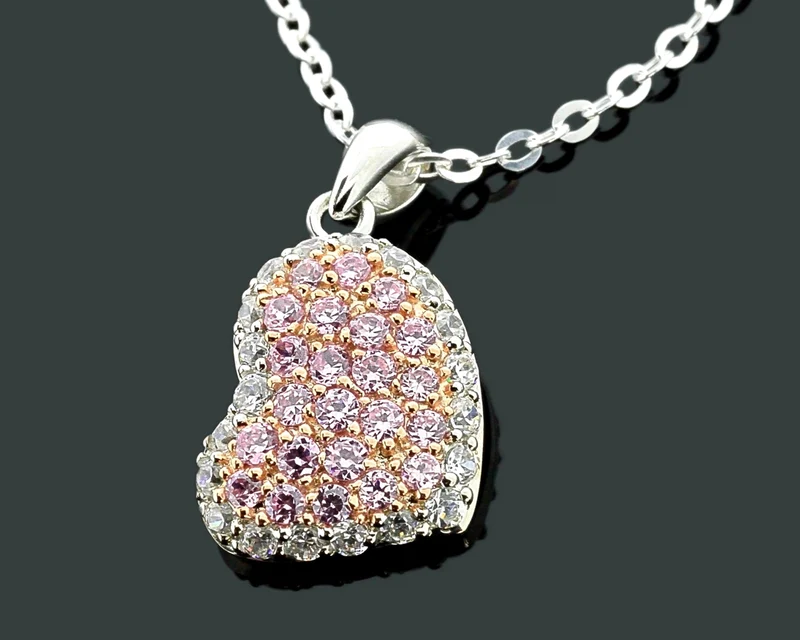 HERZ KETTE DAMEN 925 SILBER ZIRKONIA SCHMUCK JUWELIER DESIGNER