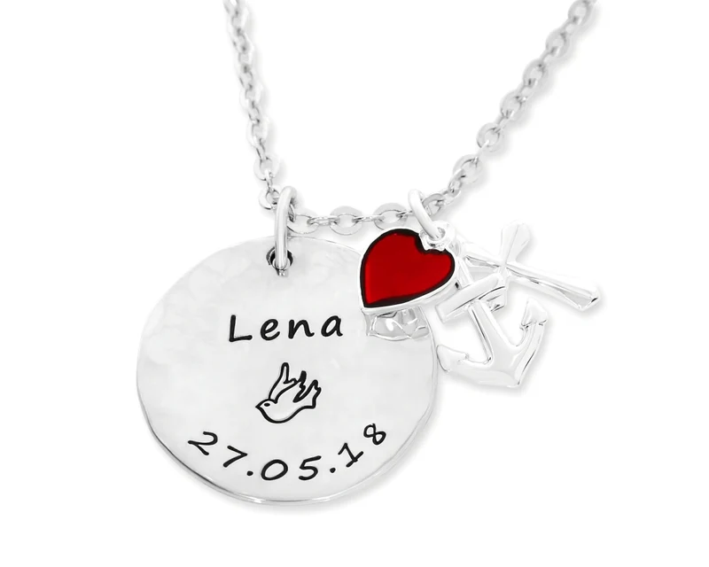 KETTE MIT GRAVUR GLAUBE LIEBE HOFFNUNG HALSKETTE 925 SILBER TAUFGESCHENK KOMMUNION