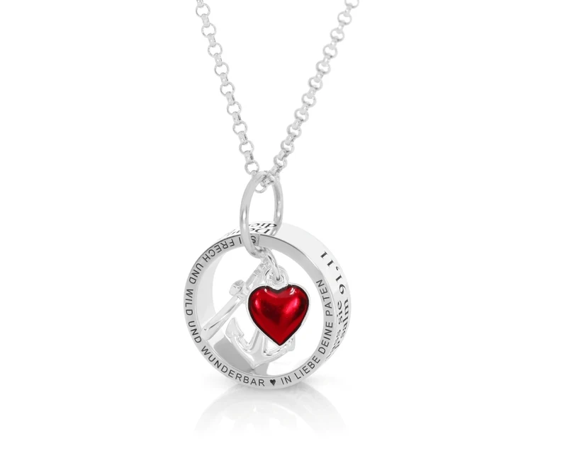 Kette Gravur Taufe Kommunion Halskette Spruch Vers 925 Sterling Silber Kreuz Herz Anker