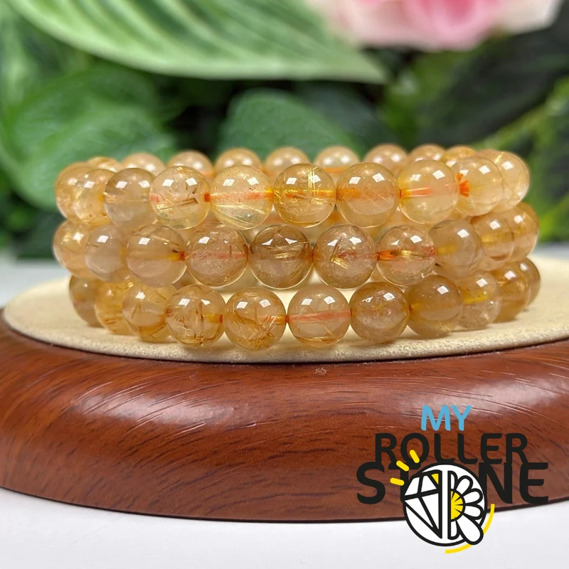Armband aus goldenem Rutilquarz 5A
