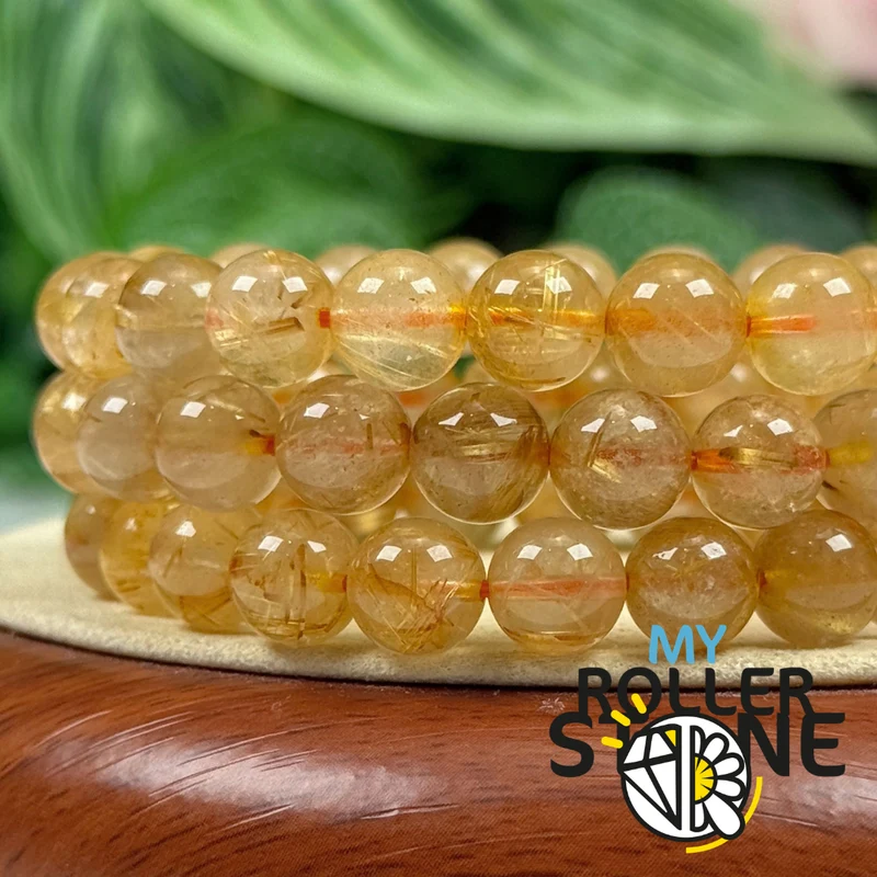 Armband aus goldenem Rutilquarz 5A