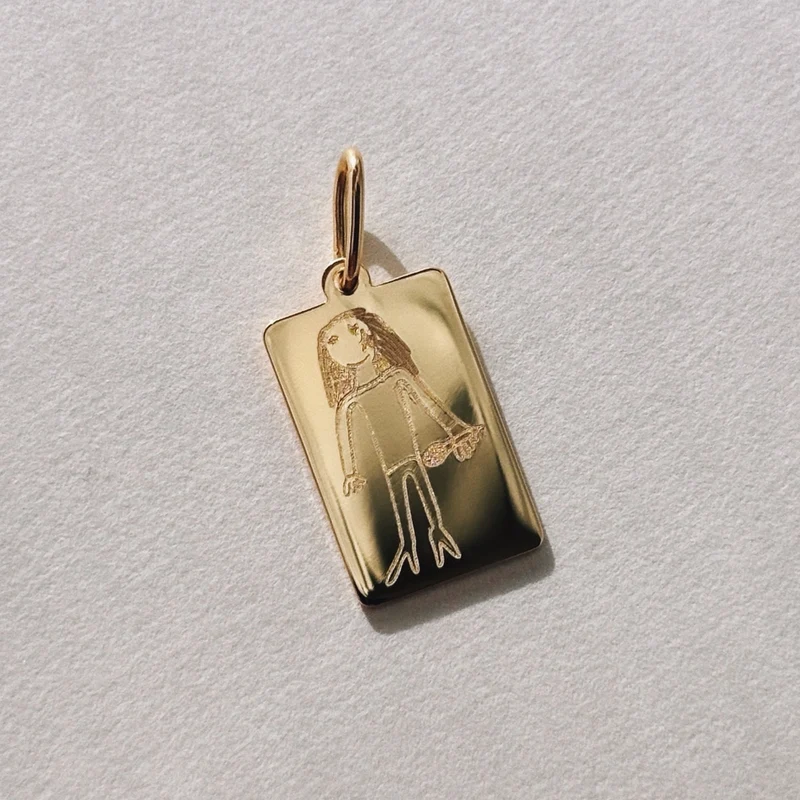 Engraved Square Petite Anhänger
