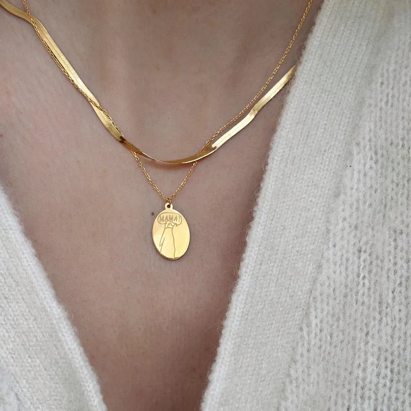 Engraved Ellipse Petite Anhänger