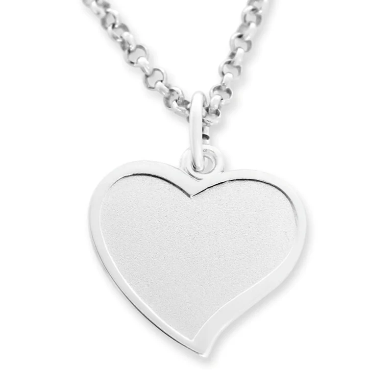 KETTE MIT HERZ ANHÄNGER 925 STERLING SILBER DAMEN HALSKETTE GRAVUR SILBERSCHMUCK