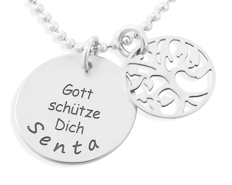 TAUFKETTE MIT NAMEN TAUFSCHMUCK 925 SILBER GRAVUR SCHMUCK TAUFE LEBENSBAUM