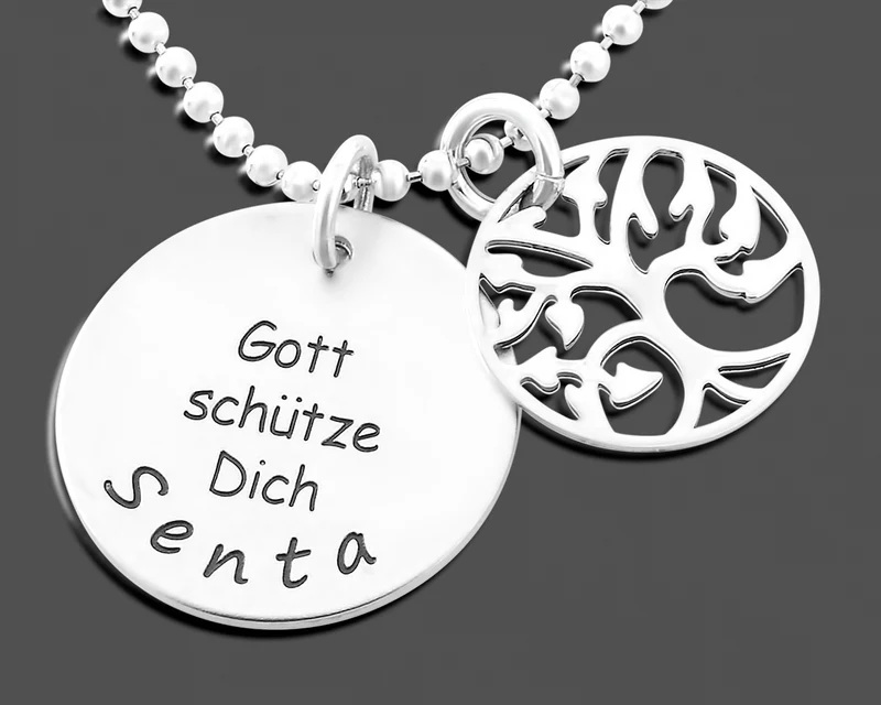 TAUFKETTE MIT NAMEN TAUFSCHMUCK 925 SILBER GRAVUR SCHMUCK TAUFE LEBENSBAUM