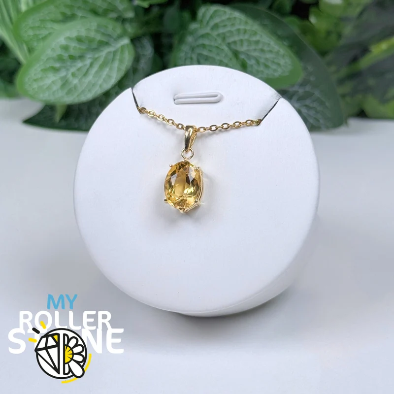 Anhänger aus brasilianischem Citrin und 925er Sterlingsilber mit 10 Mikron Goldplattierung #3