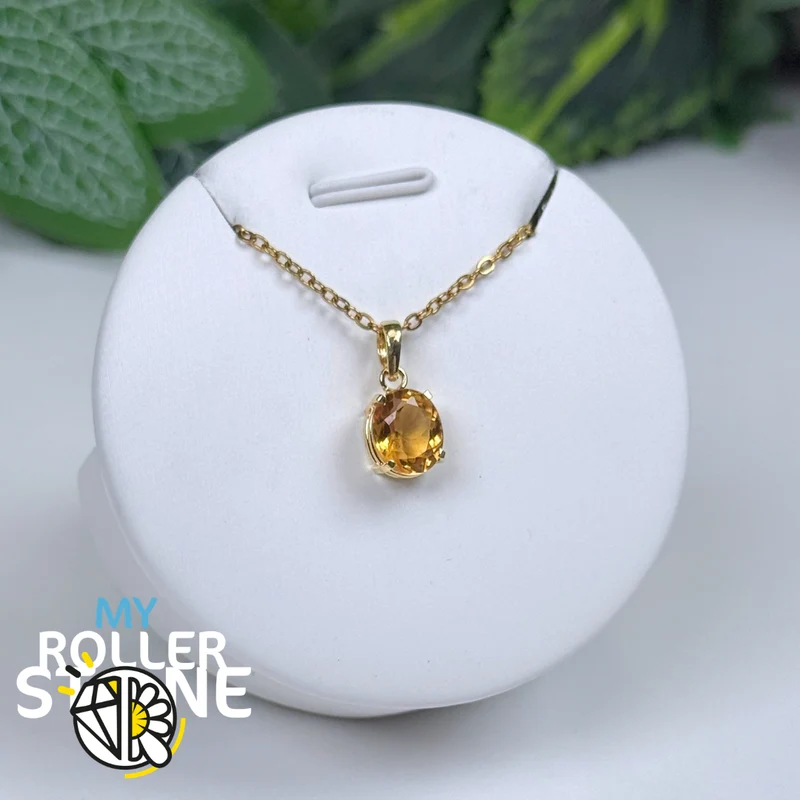 Anhänger aus brasilianischem Citrin und 925er Sterlingsilber mit 10 Mikron Goldplattierung #2