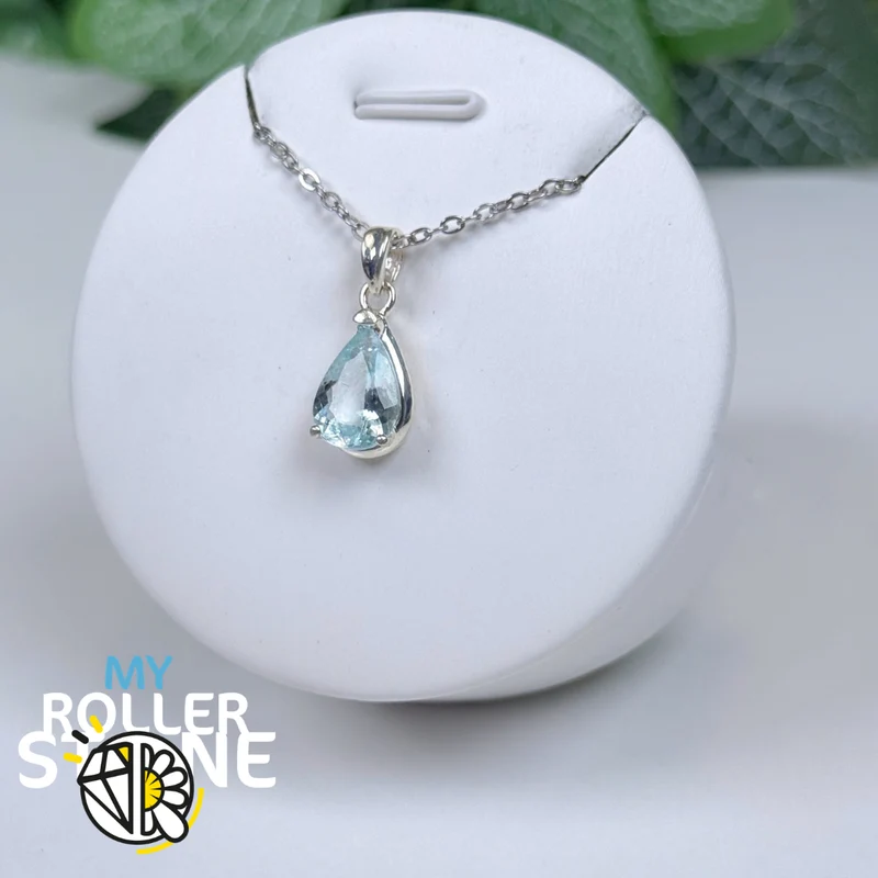 Anhänger aus brasilianischem Aquamarin und 925er Sterlingsilber Nr. 7