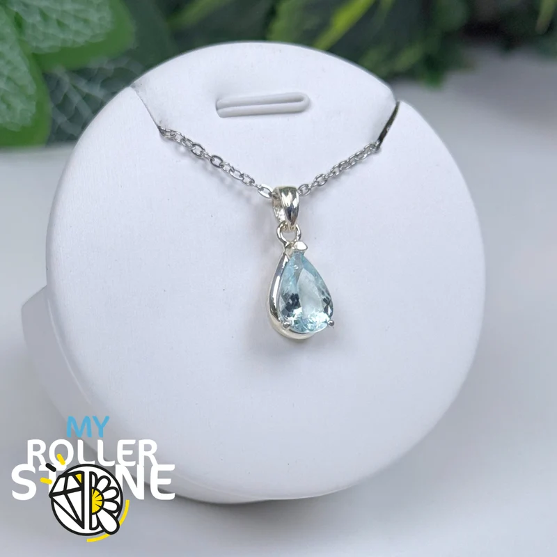 Anhänger aus brasilianischem Aquamarin und 925er Sterlingsilber Nr. 7