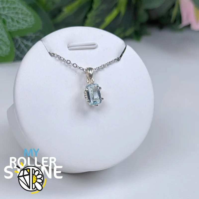 Anhänger aus brasilianischem Aquamarin und 925er Sterlingsilber Nr. 8