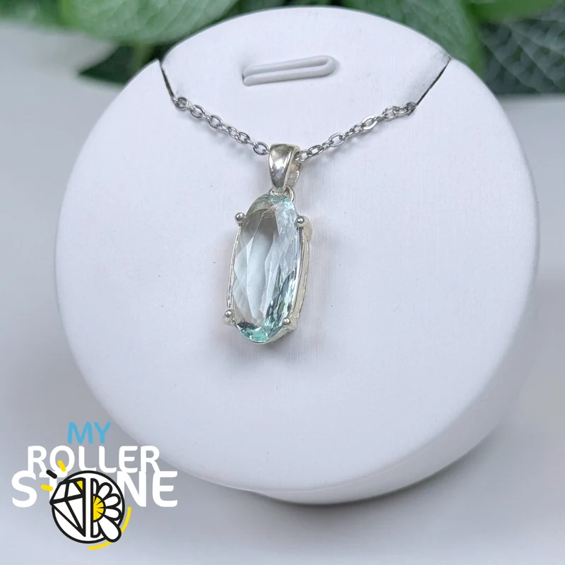 Anhänger aus brasilianischem Aquamarin und 925er Sterlingsilber Nr. 6