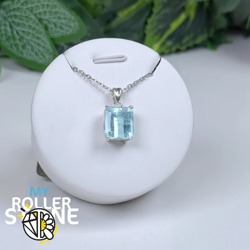 Anhänger aus brasilianischem Aquamarin und 925er Sterlingsilber Nr. 5