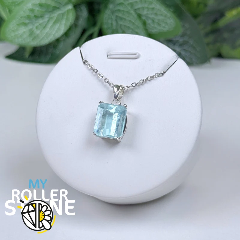 Anhänger aus brasilianischem Aquamarin und 925er Sterlingsilber Nr. 5