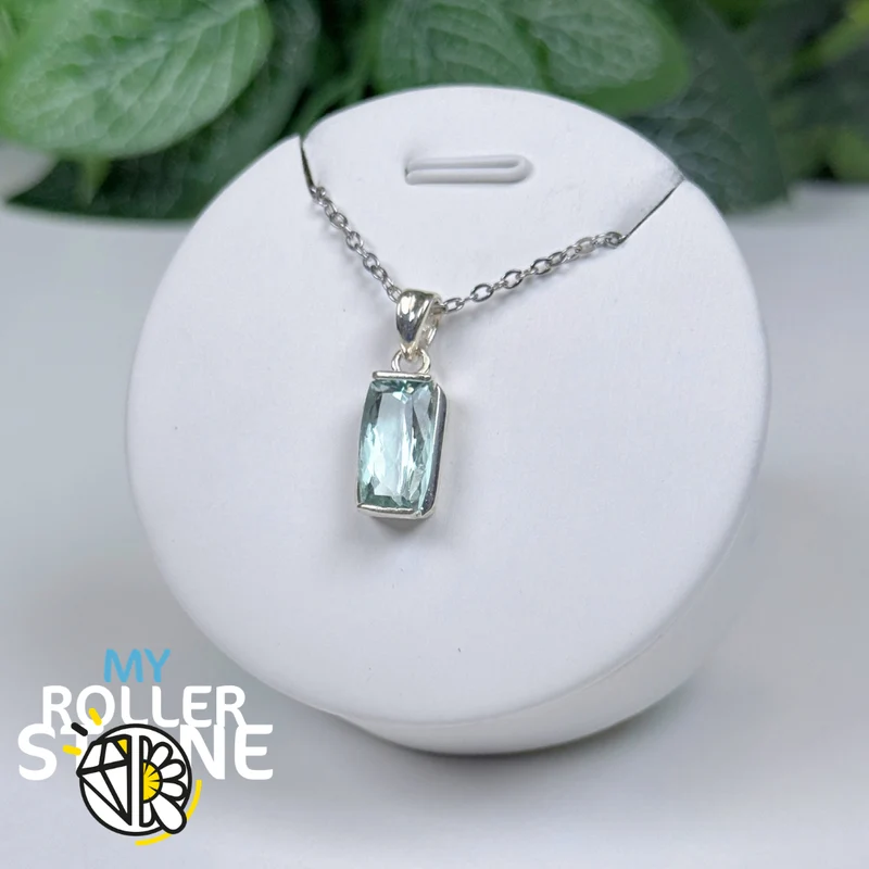 Anhänger aus brasilianischem Aquamarin und 925er Sterlingsilber Nr. 4