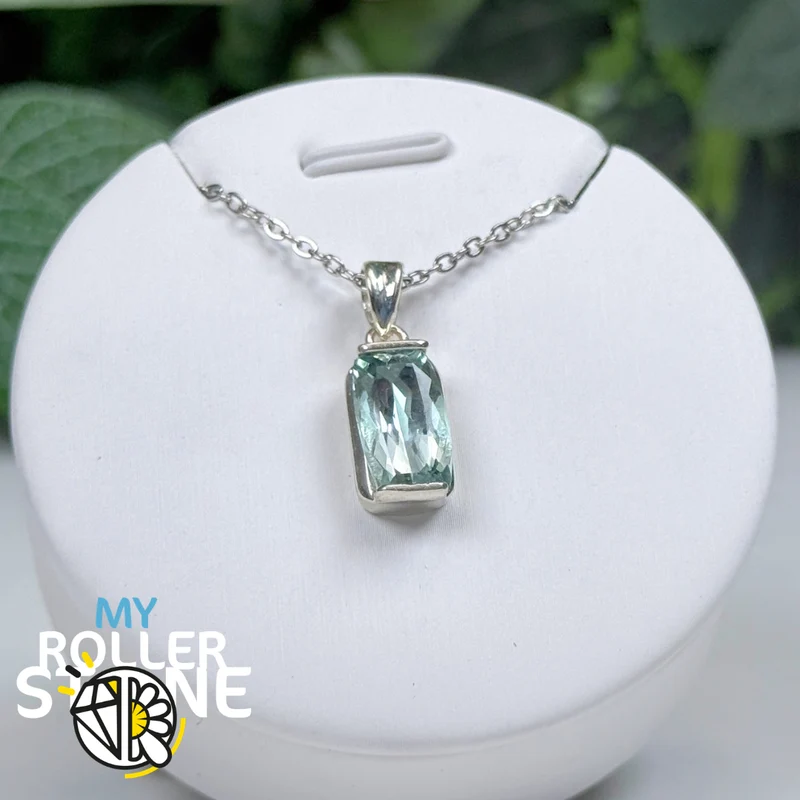 Anhänger aus brasilianischem Aquamarin und 925er Sterlingsilber Nr. 4