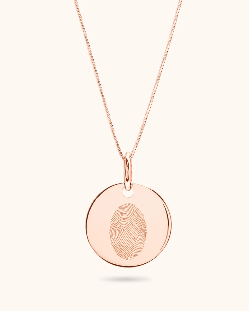 Vingerafdruk Coin Ketting Rosé Verguld - Gepersonaliseerde Ketting