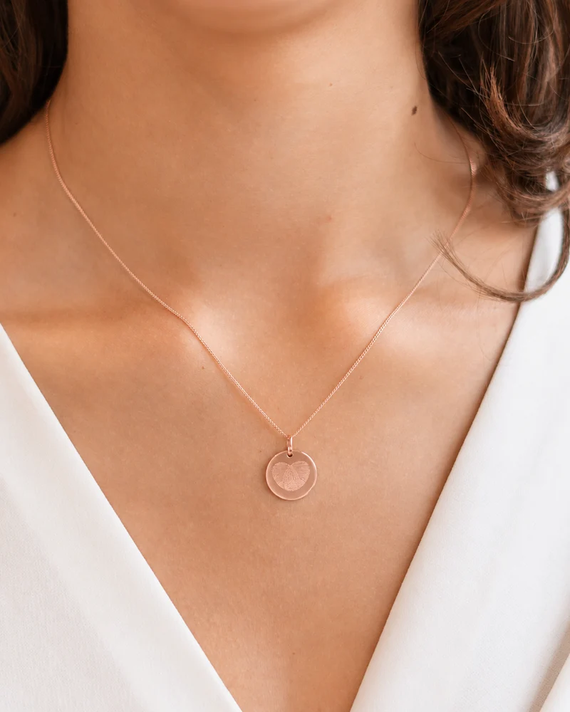 Vingerafdruk Coin Ketting Rosé Verguld - Gepersonaliseerde Ketting
