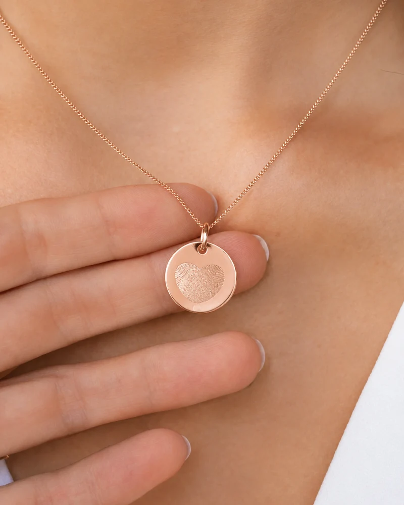 Vingerafdruk Coin Ketting Rosé Verguld - Gepersonaliseerde Ketting
