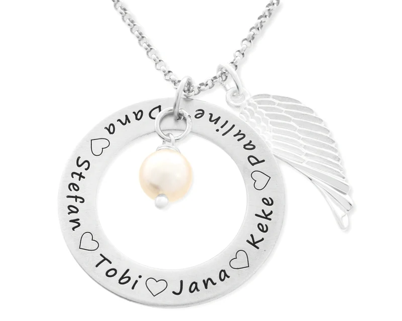 KETTE MIT ENGELSFLÜGEL FAMILIENKETTE NAMENSKETTE 925 SILBER DAMEN HALSKETTE