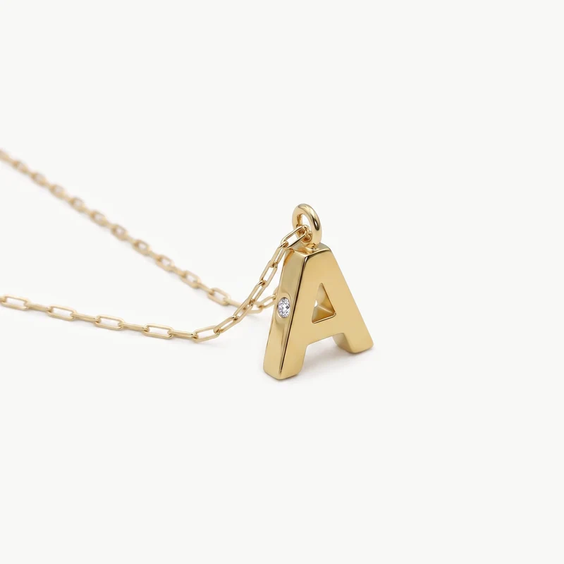 Initial Mini Pendant Necklace A
