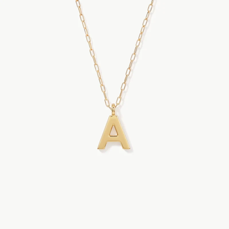 Initial Mini Pendant Necklace A
