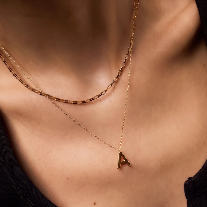 Initial Mini Pendant Necklace A