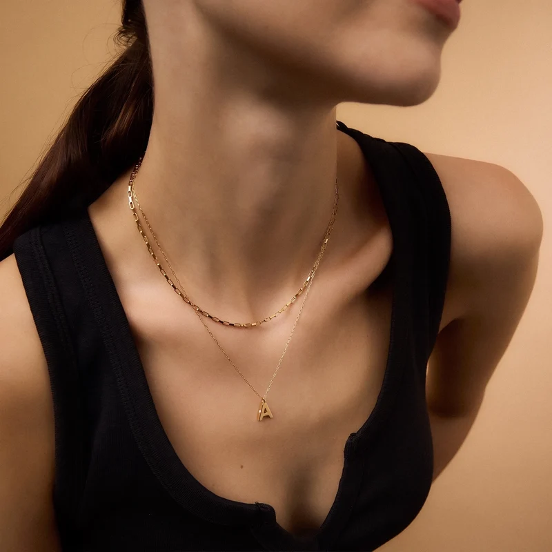 Initial Mini Pendant Necklace A