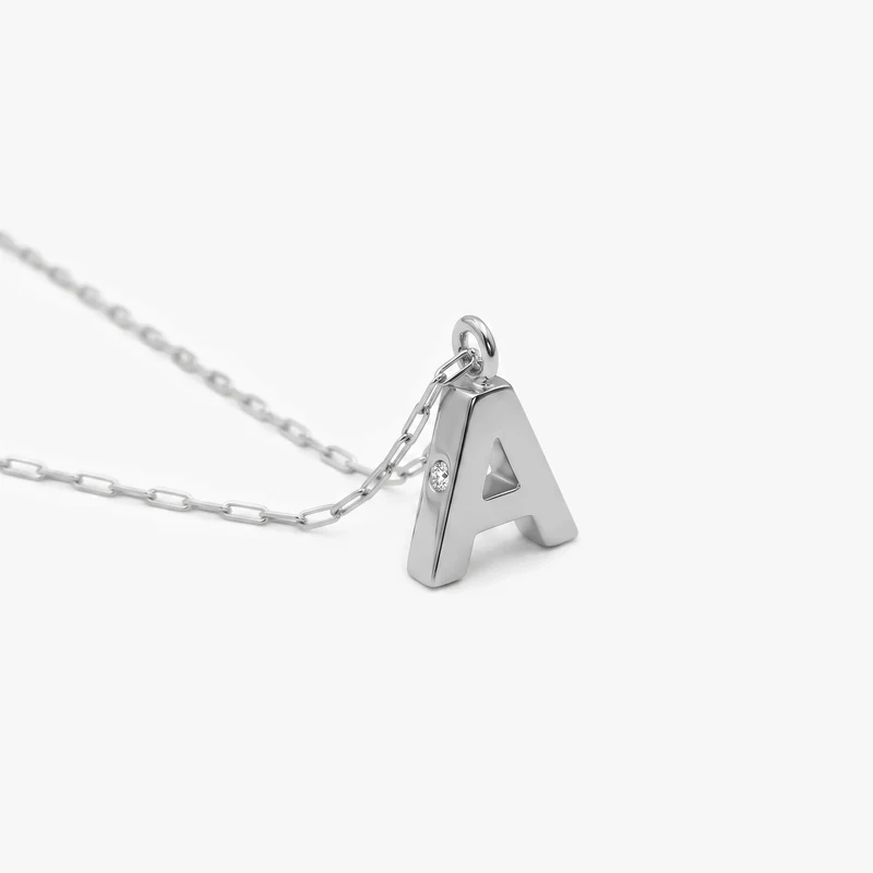 Initial Mini Pendant Necklace A