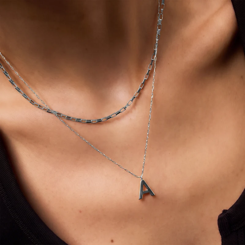 Initial Mini Pendant Necklace A