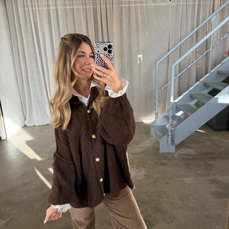 Oversized Strickjacke - Espresso