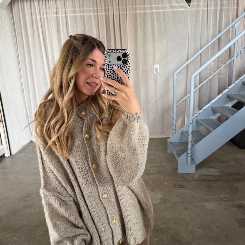 Oversized Strickjacke - Beige