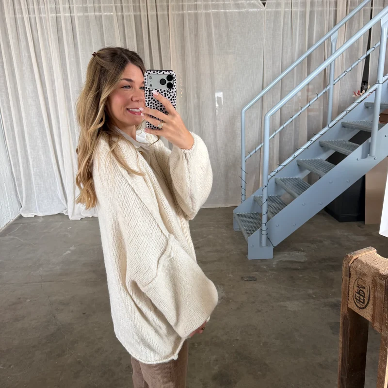 Oversized Strickjacke - Creme