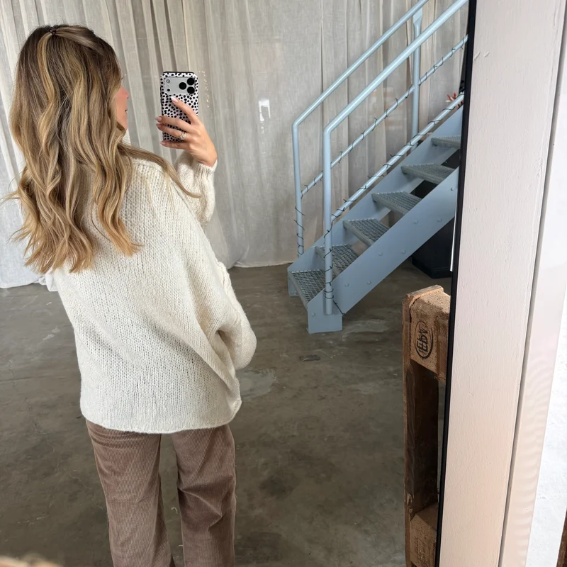 Oversized Strickjacke - Creme