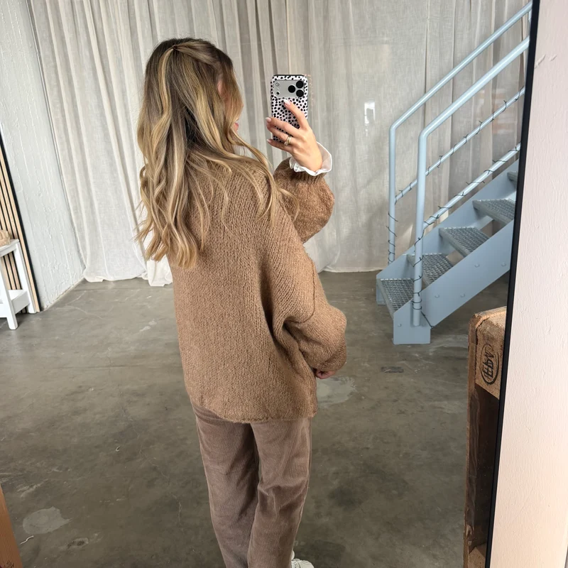 Oversized Strickjacke - Camel