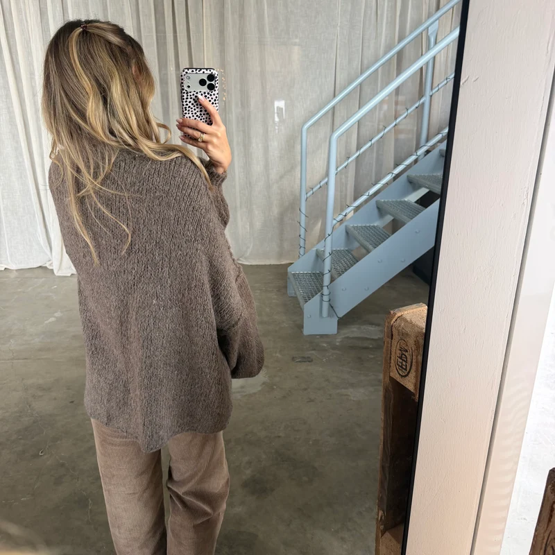 Oversized Strickjacke - Taupe