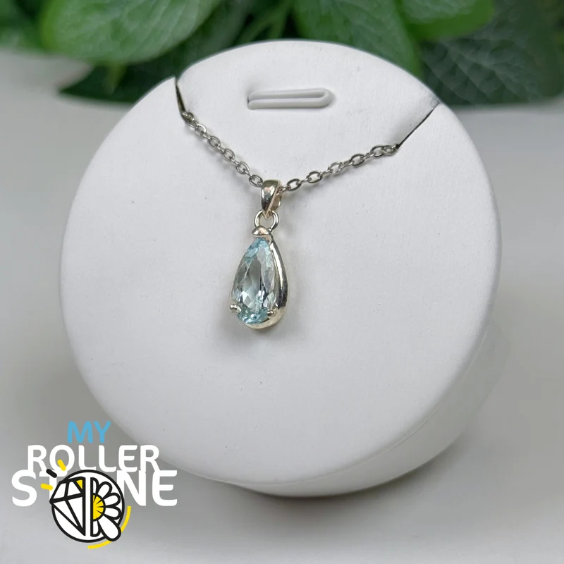 Anhänger aus brasilianischem Aquamarin und 925er Sterlingsilber Nr. 2