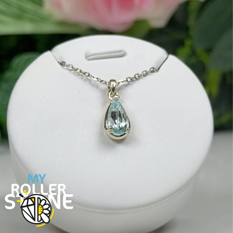 Anhänger aus brasilianischem Aquamarin und 925er Sterlingsilber Nr. 2