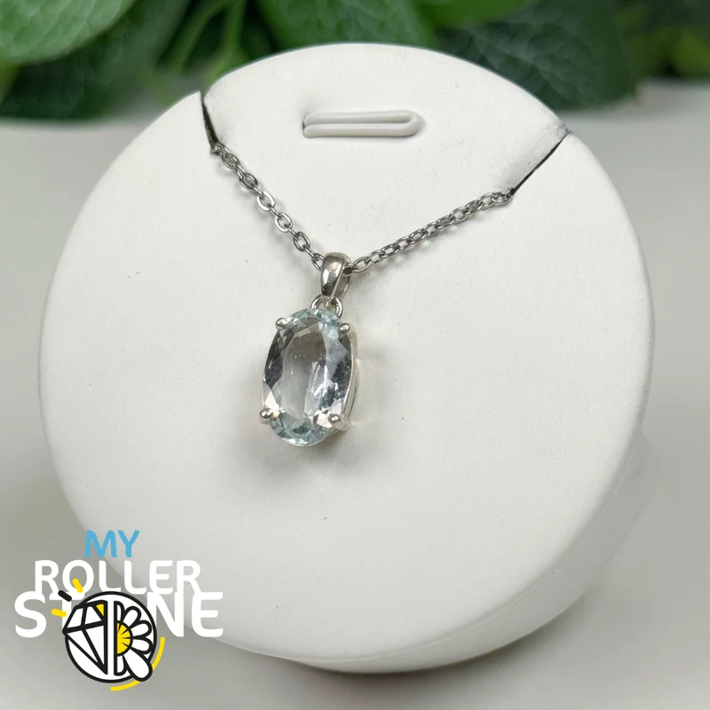 Anhänger aus brasilianischem Aquamarin und 925er Sterlingsilber Nr. 1