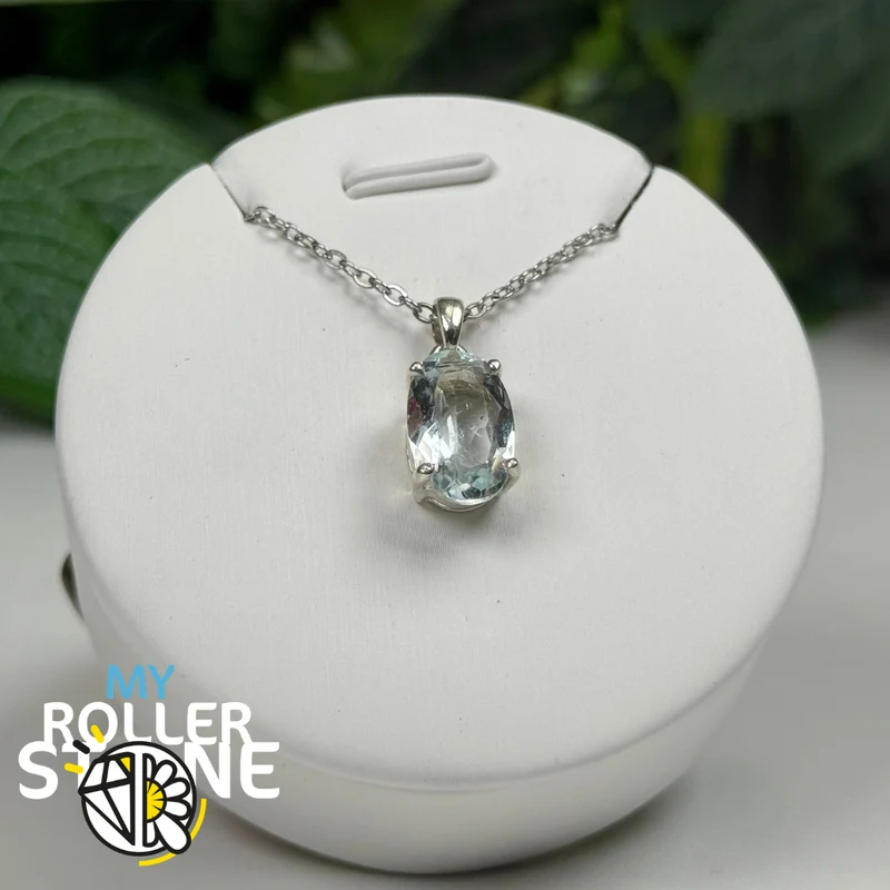 Anhänger aus brasilianischem Aquamarin und 925er Sterlingsilber Nr. 1