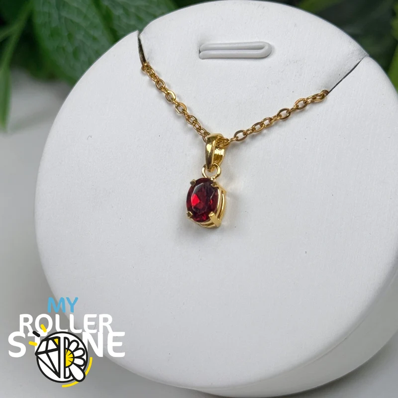 Anhänger aus brasilianischem Granat und 925er Sterlingsilber mit 10 Mikron Goldplattierung #1