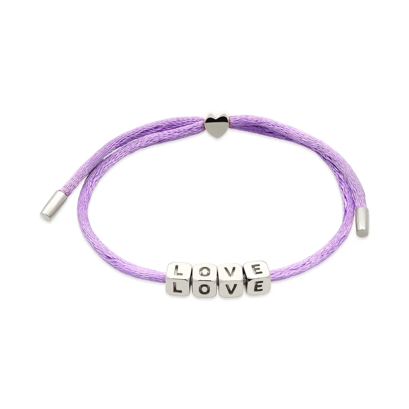 Armband Würfel LOVE | Satin (Lila)