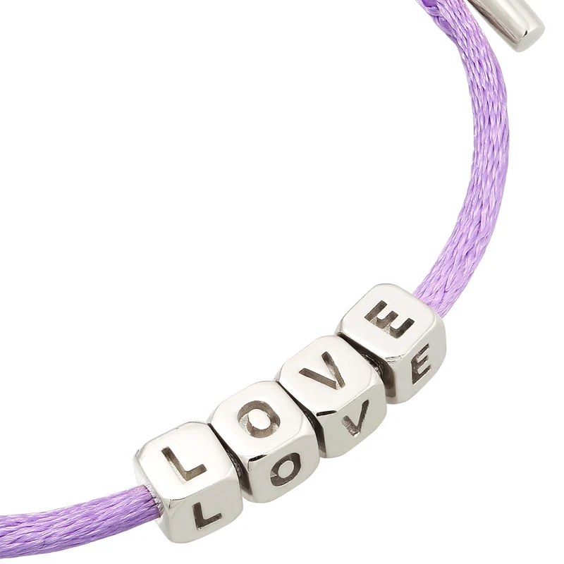 Armband Würfel LOVE | Satin (Lila)