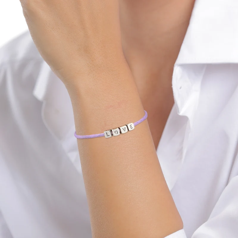 Armband Würfel LOVE | Satin (Lila)
