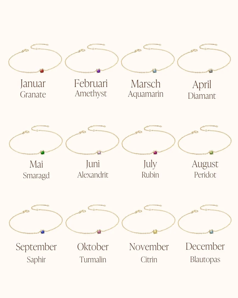 14k Geboortesteen Armband - Gepersonaliseerde Armband