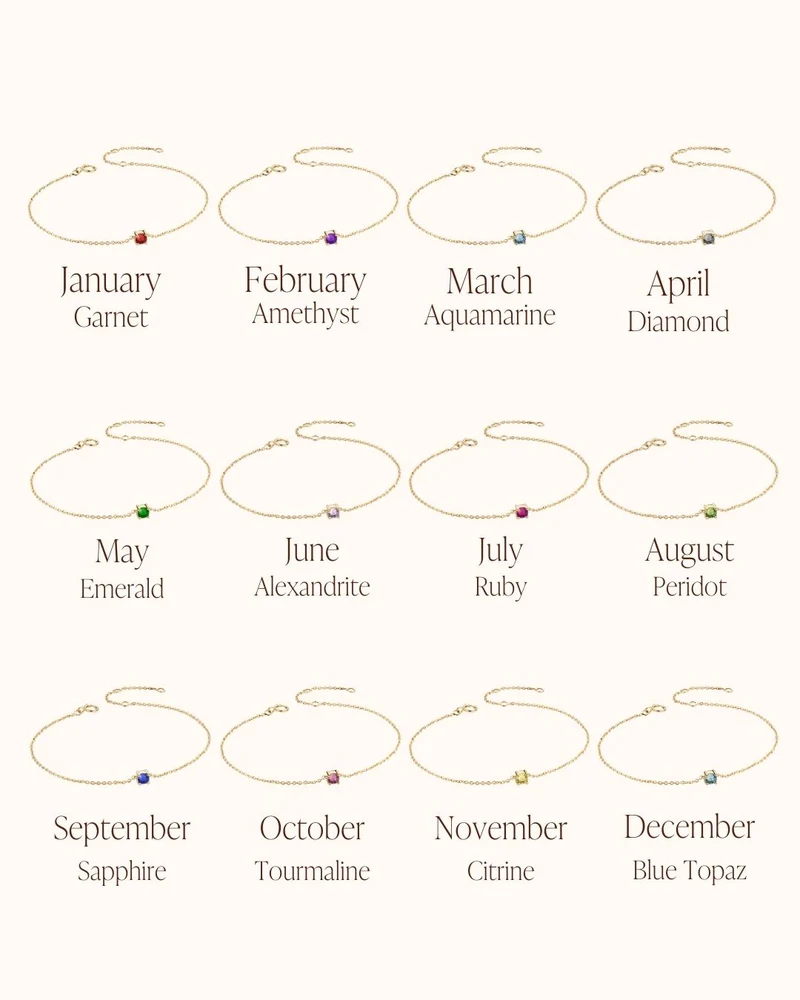 14k Geboortesteen Armband - Gepersonaliseerde Armband