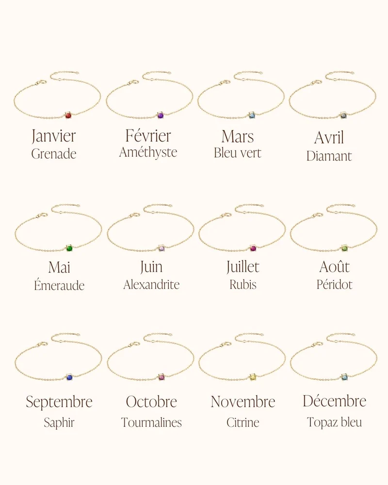 14k Geboortesteen Armband - Gepersonaliseerde Armband