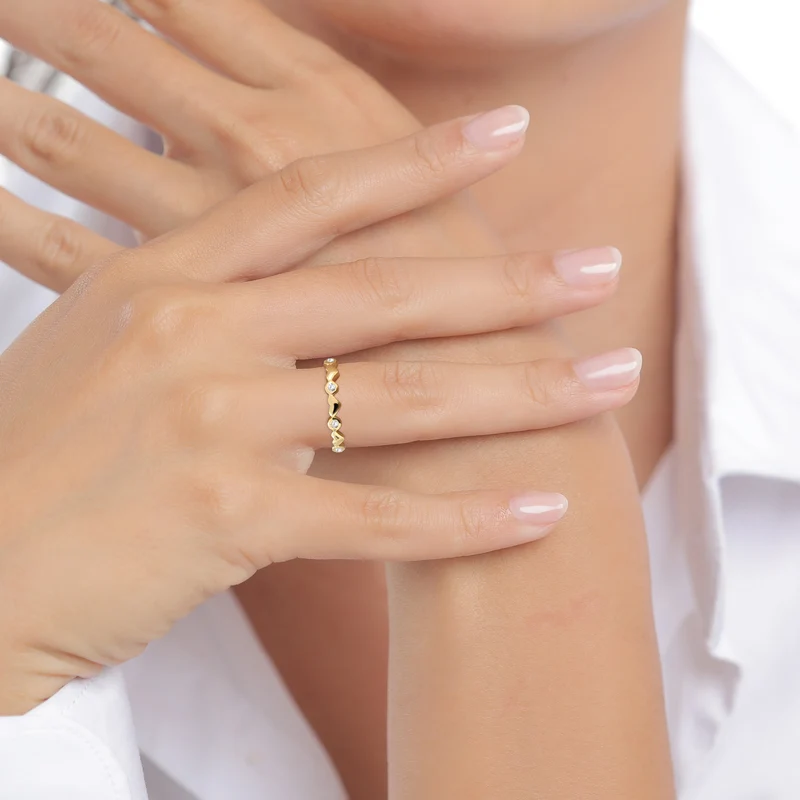 Ring mit Herzen | Topas (Weiß)